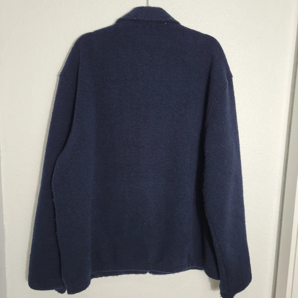 J Crew Wool-blend sweater fleece jacket CF336  Sz XL Navy